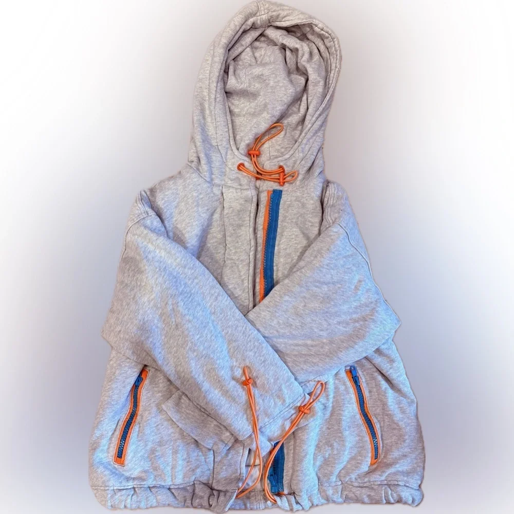 Free People Cozy Campfire Oversized Heavy-Duty Zip-Up Jacket in HEATHER GREY - Picture 4 of 9